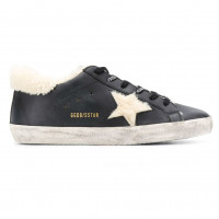 Кеды Golden Goose  'Superstar' черные с мехом